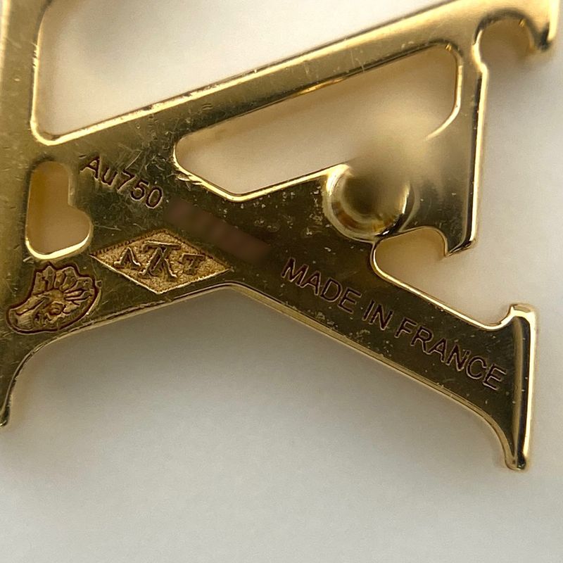 Louis Vuitton Diamond Design Earrings YG Yellow Gold One Ear Earrings 750