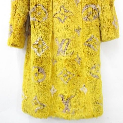 Louis Vuitton Coat Fur Long All Over Pattern Monogram Sheep Leather 24 SS