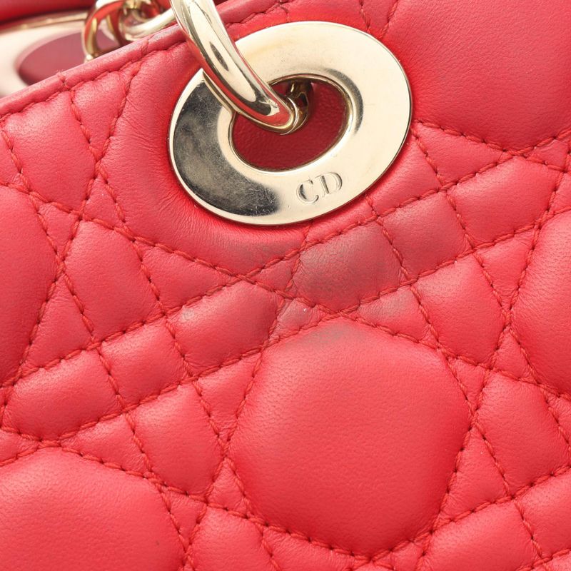 Dior Handbag Lady D-joy Medium Cannage Red Leather LADY D-joy Bag Medium Ladies