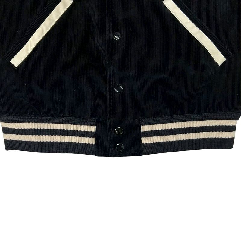 Celine Teddy Jacket Corduroy Satin Blouson Outerwear Size 46 Black