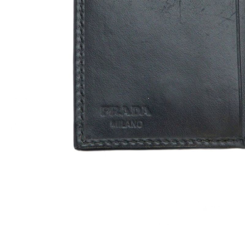 Prada Key Case Ring Leather Logo 5 Rows Black Gy13 mq OH