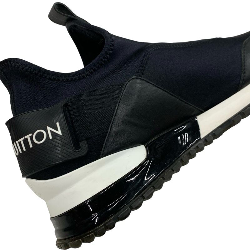 Louis Vuitton Run Away Line Sneakers Shoes Fabric Leather Black Slip-on Logo