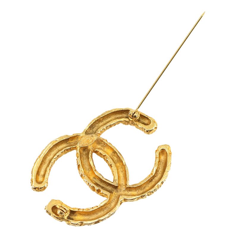 Chanel Coco Mark Lava Brooch Gold Accessory 93 A Vintage Logos