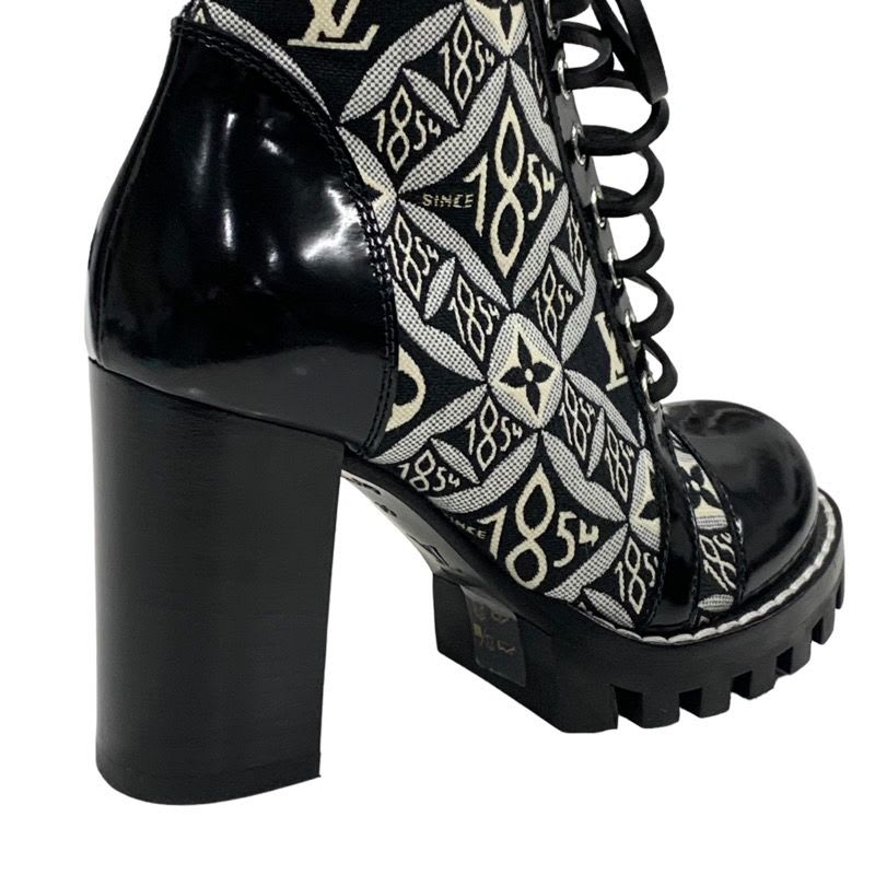 Louis Vuitton Star Trail Line Boots Short Shoes Leather Canvas Black