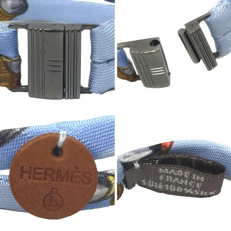 Hermes Petite Ash Silk Bracelet Hhardware Blue Aq8258