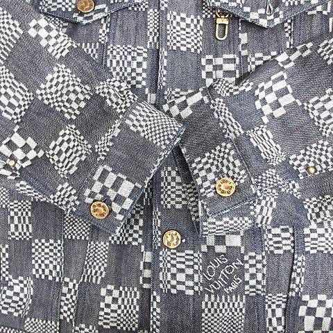 Louis Vuitton Damier Denim Jacket Distorted Rm231 Q EW2 Hla50 W Cotton Large Size