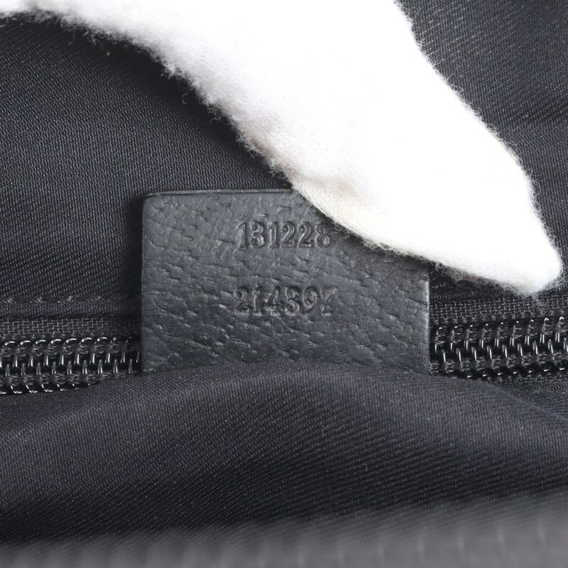 Gucci GG Canvas Sherry Line 131228 Leather Handbag Tote Black Women's RUM Df31-1