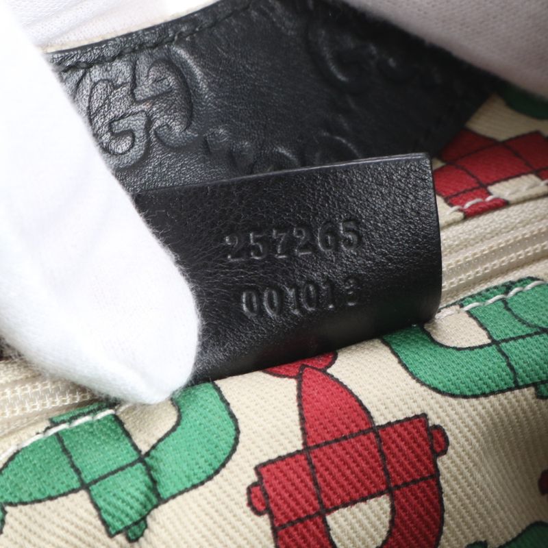 Guccissima 257265 Leather Shoulder Bag Shoulder One Shoulder Black Tote Ladies