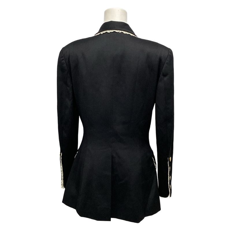 Chanel Skirt Suit Size 36 S Women's - 20665 Black Shoulder Pad Lace Wool