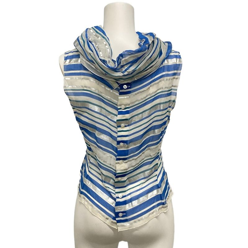 Chanel Jacket Size 38 M Women's - P17790 Blue X Silver Tweed Lamé