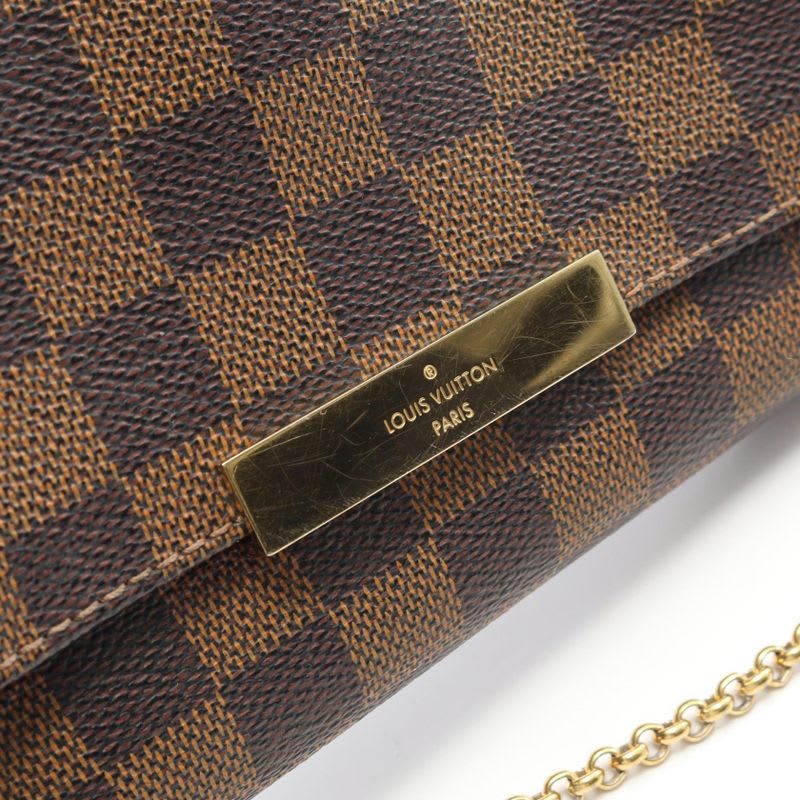 Louis Vuitton Handbag Favorite PM Damier Ebene PVC Coated Canvas Leather