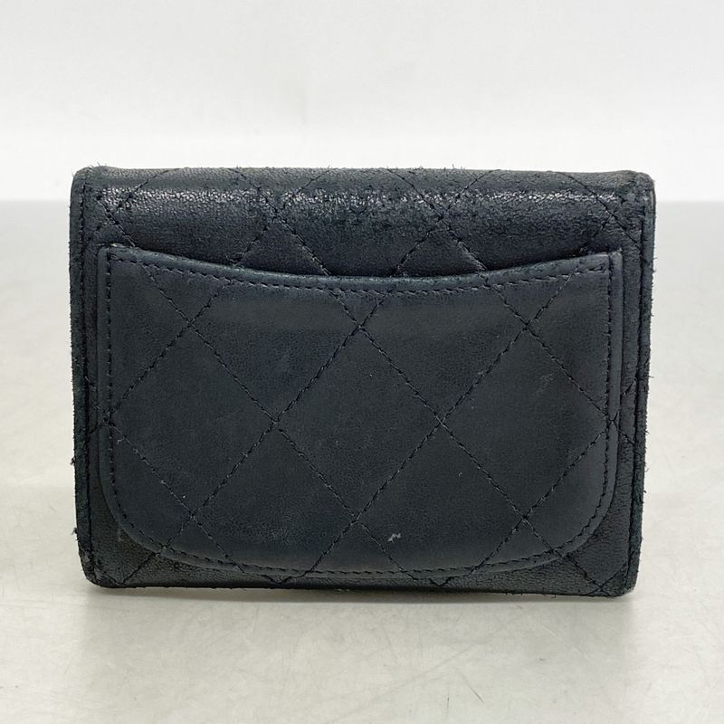 Chanel Card Case Matelasse Lambskin Black Silver Hardware Men Women Unisex