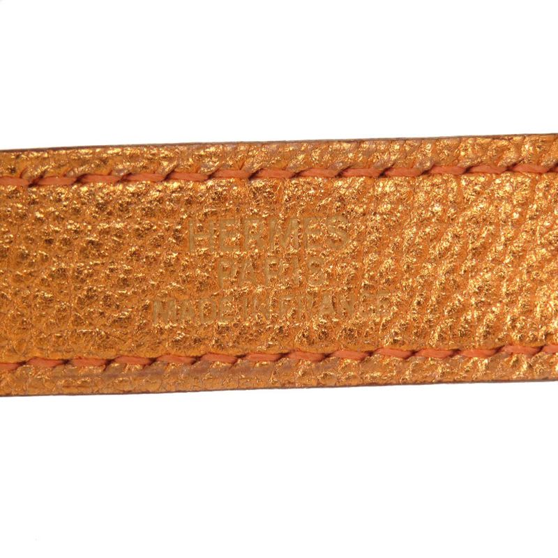 Hermes Glove Holder Leather Orange Gold Hardware H Stamp Bag Charm 0966