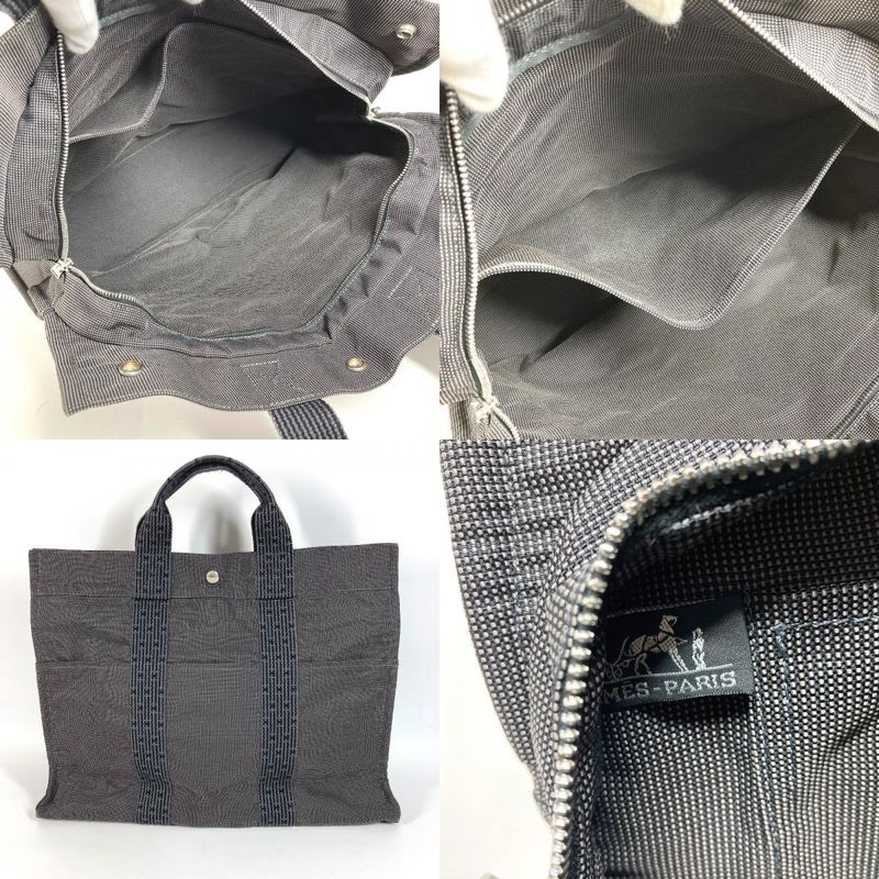 Hermes Handbag Herline MM Canvas Gray