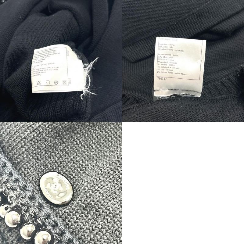 Chanel Dress Bijou Decoration Wool Black