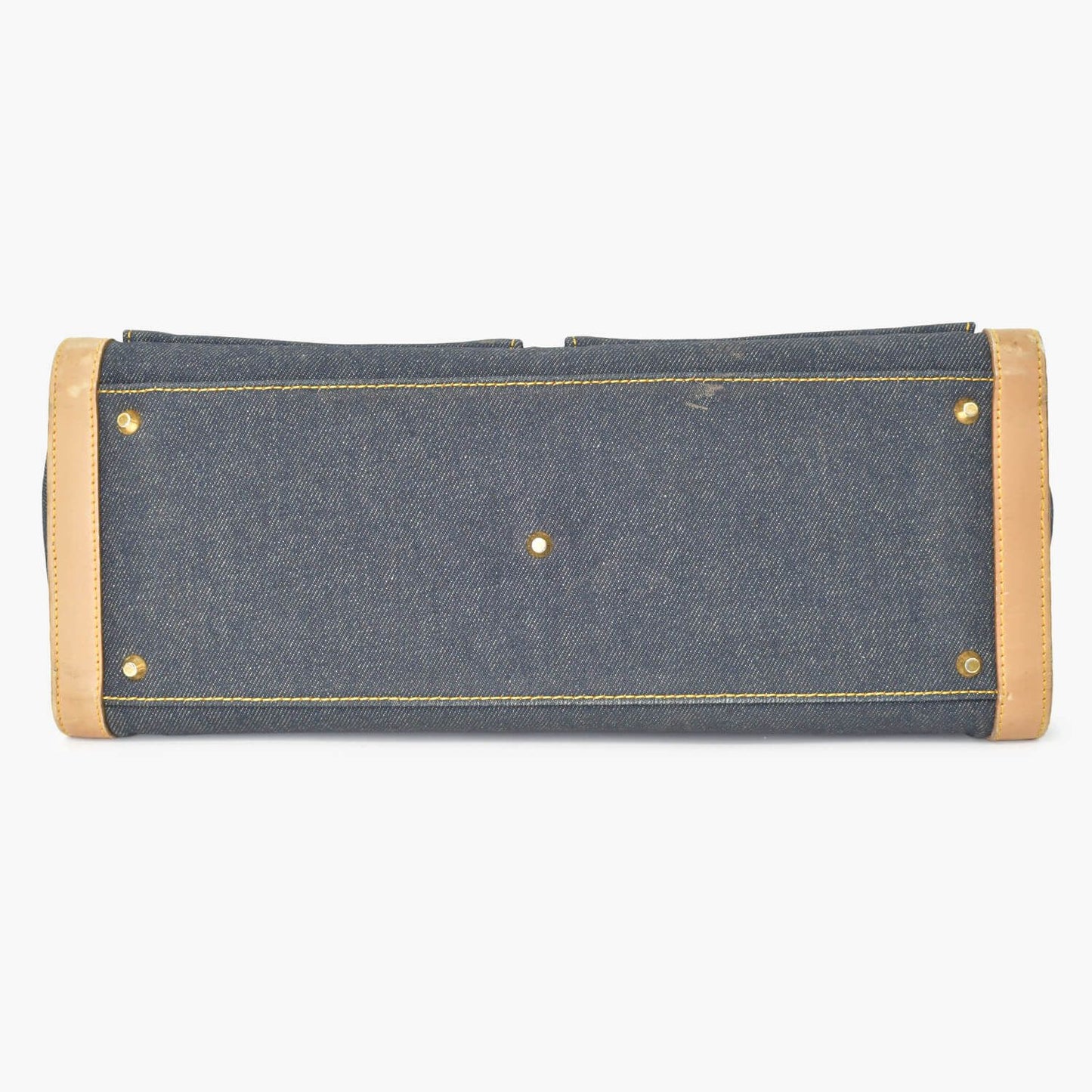 Dior Handbag BO B Denim Leather Navy Brown Gold — view 8