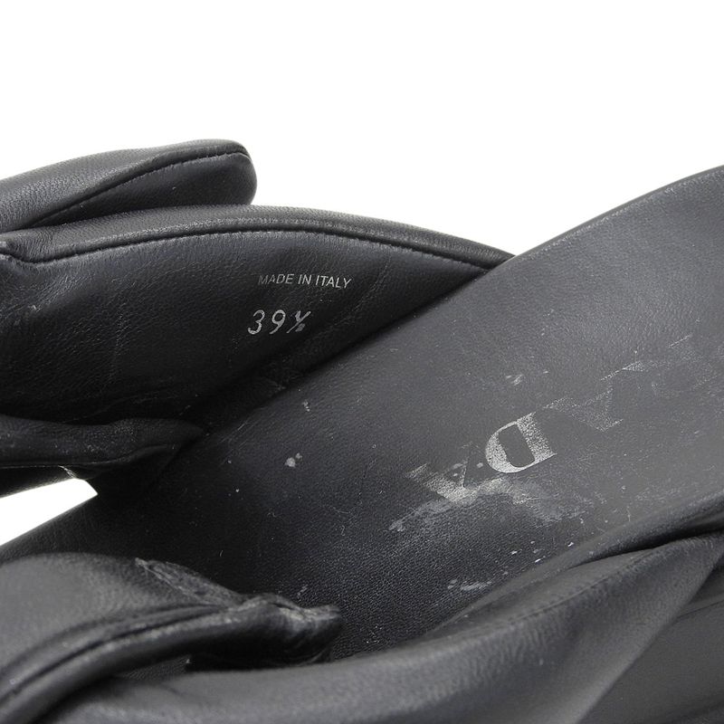 Prada 1x123n Monolith Patted Nappa Leather Sandals Women's Black 39 1 2 39 1 2