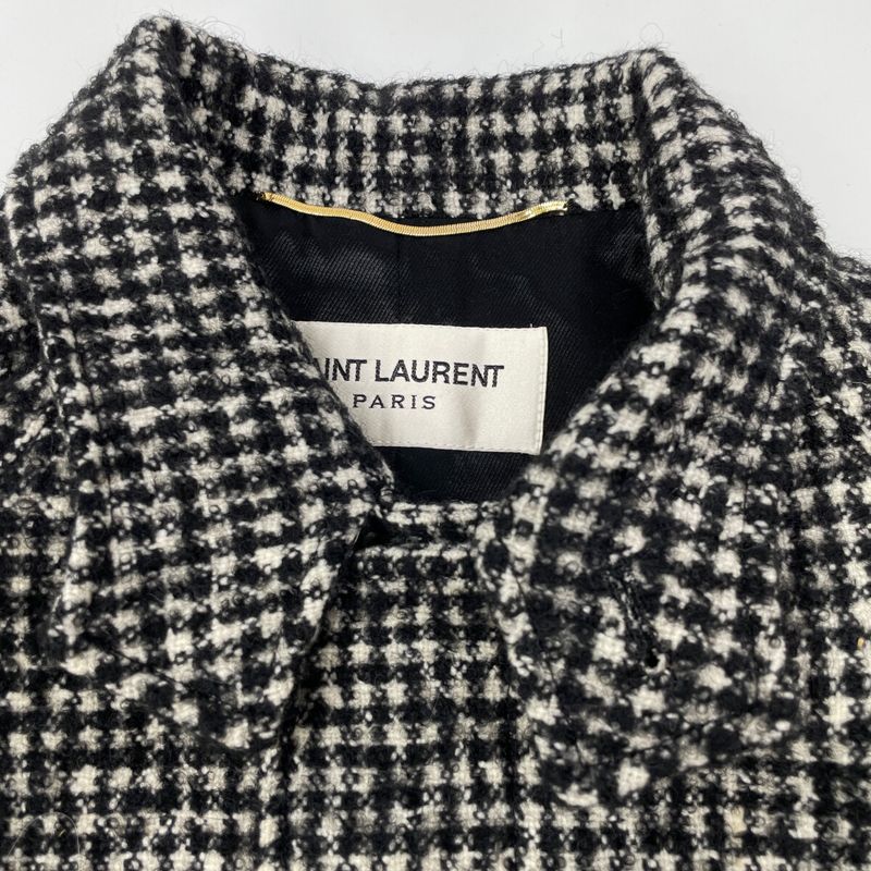 Saint Laurent Paris 15 Year Made 402944 Hound Tooth Stainless Color Coat 34