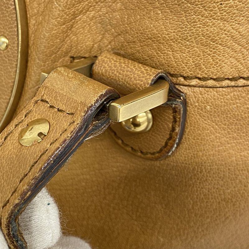 Gucci Shoulder Bag Interlocking G 121544 Leather Light Brown Gold Hardware