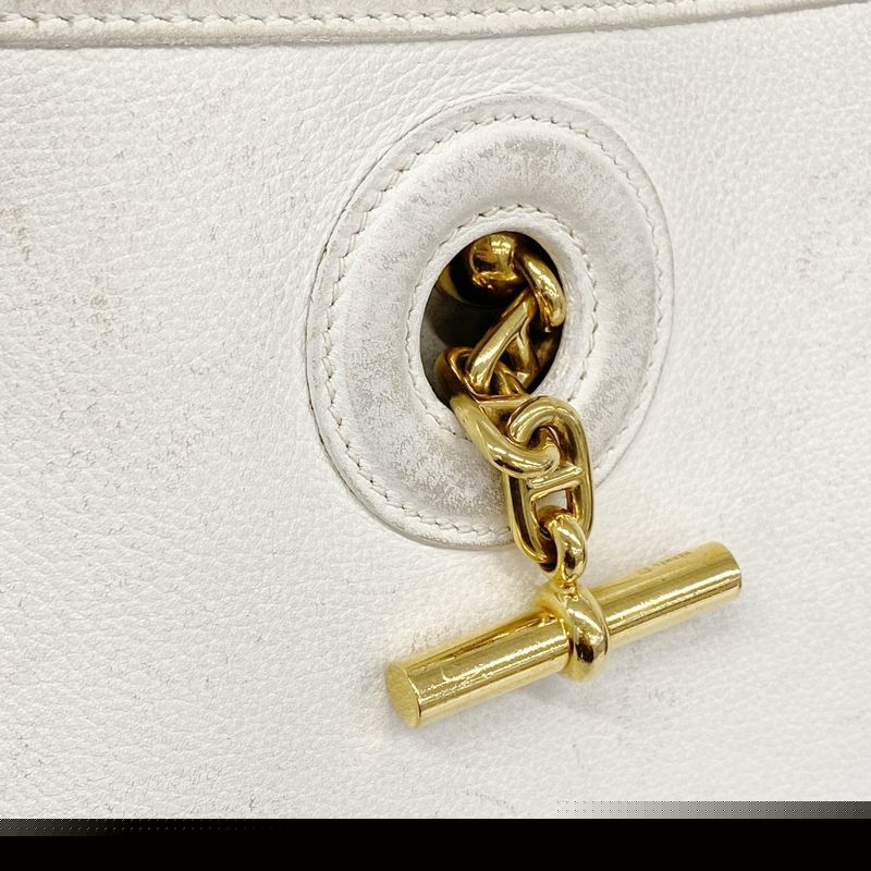 Hermes Shoulder Bag Vespa PM Evercolor White Gold Hardware 〇X Engraved Ladies