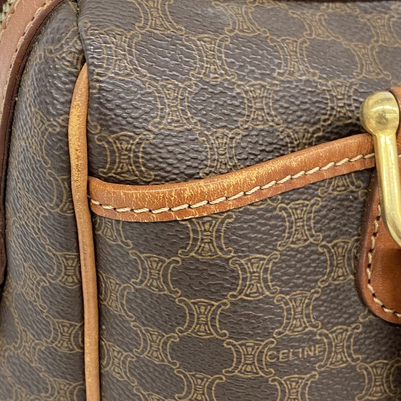 Celine Handbag Macadam PVC Brown Gold Hardware Women