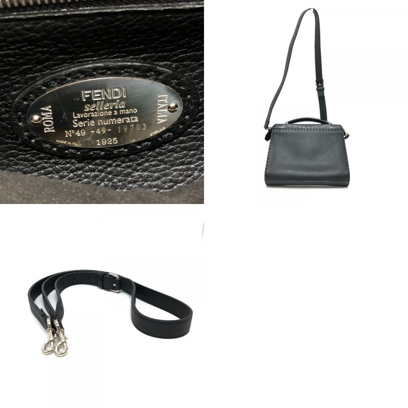 Fendi Handbag Selleria Peekaboo Fit Mini 7va422 Leather Black