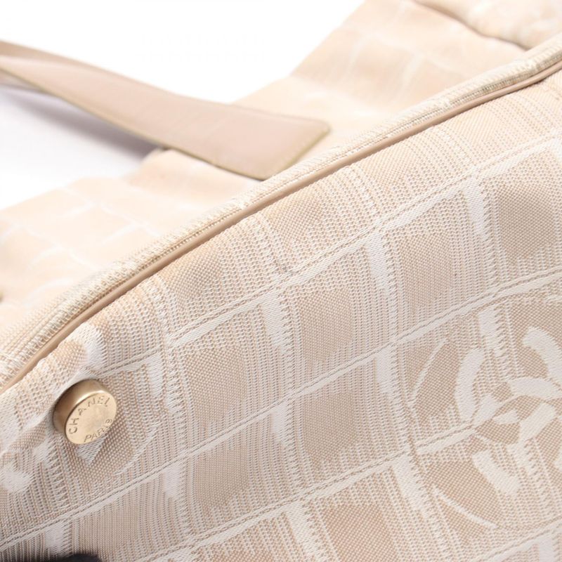 Chanel Tote Bag New Travel Line MM A15991 Beige Canvas Leather New Travel Line