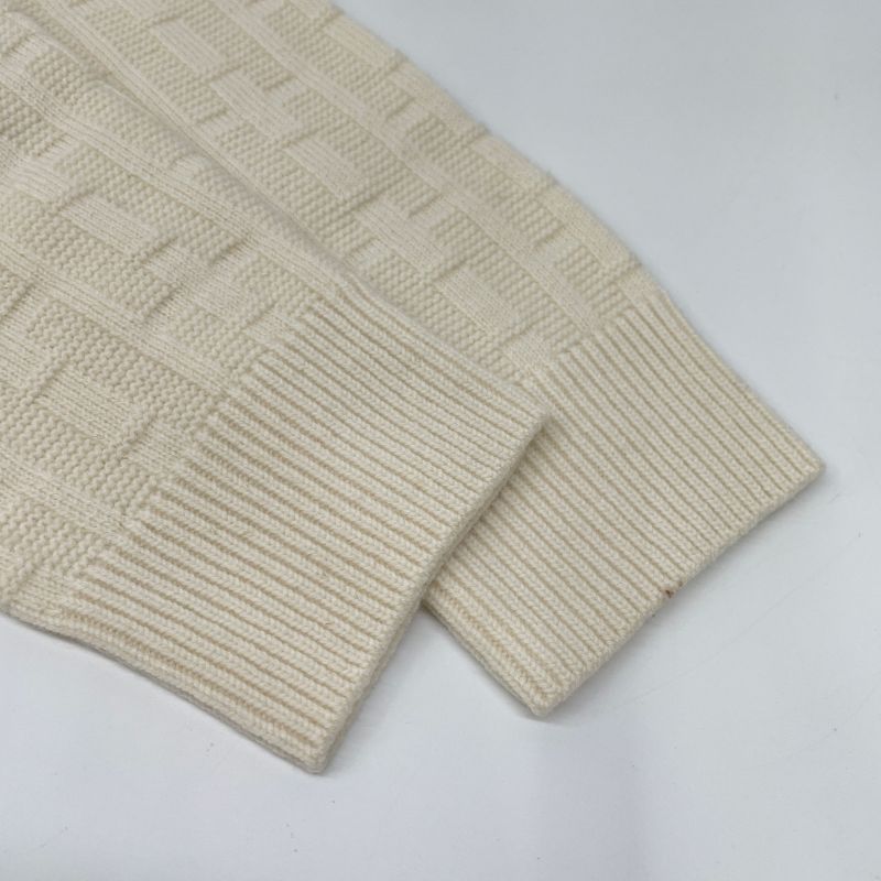 Hermes 23SS Ivory Wool H Jacquard Cleanneck Long Sleeve Knit Pull Over 36