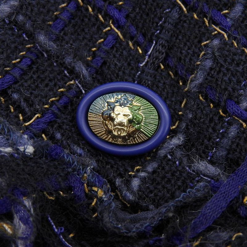 Chanel Tweed Sleeveless Tops Women's Navy 34 P55936 V42198 34