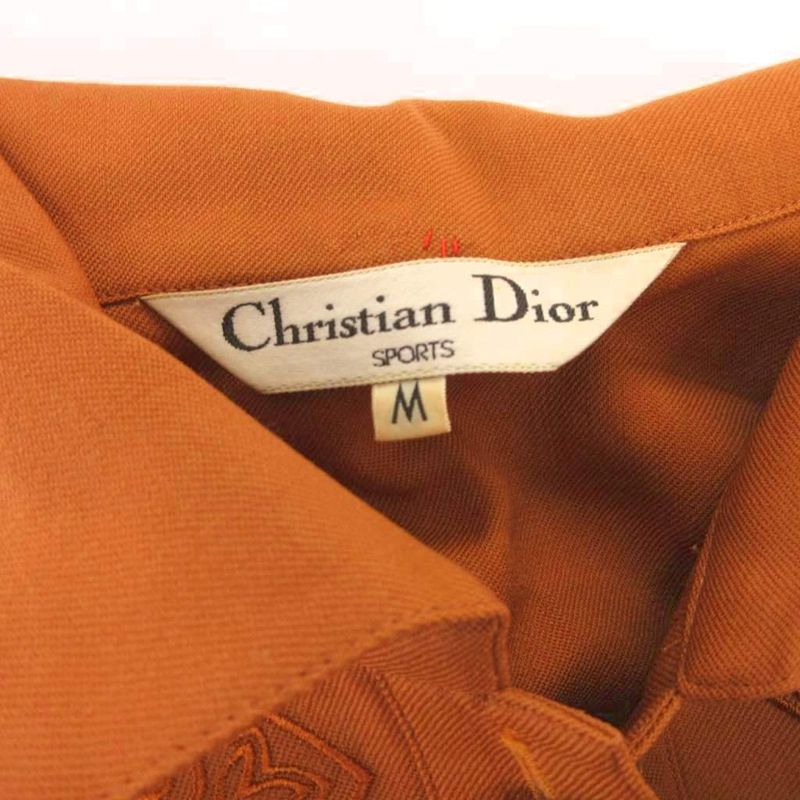 Christian Dior Sports Vintage Shirt Long Sleeve Heart Embroidery Wool M Brown