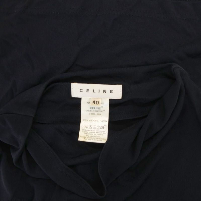 Celine Cut And Sew Long Sleeve Bottle Neck 40 Navy Blue JS • GY53