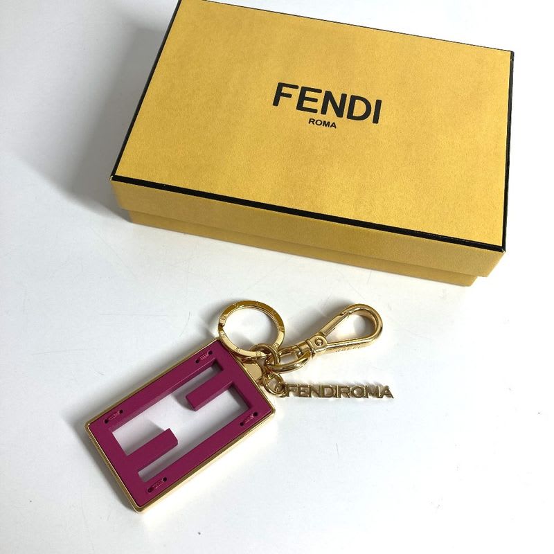 Fendi Key Holder Baguette Logo 7 As229 Metal Pink Purple