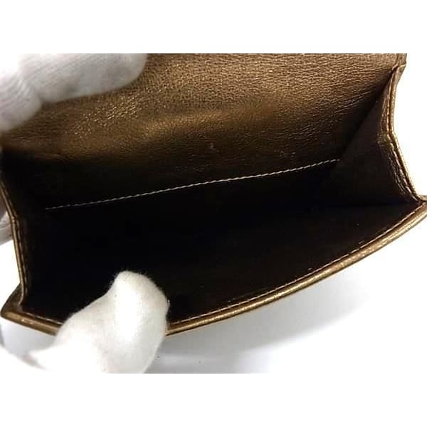 Gucci Wallet Abby Gold Brown Canvas Leather Ladies GG Pattern W Hook