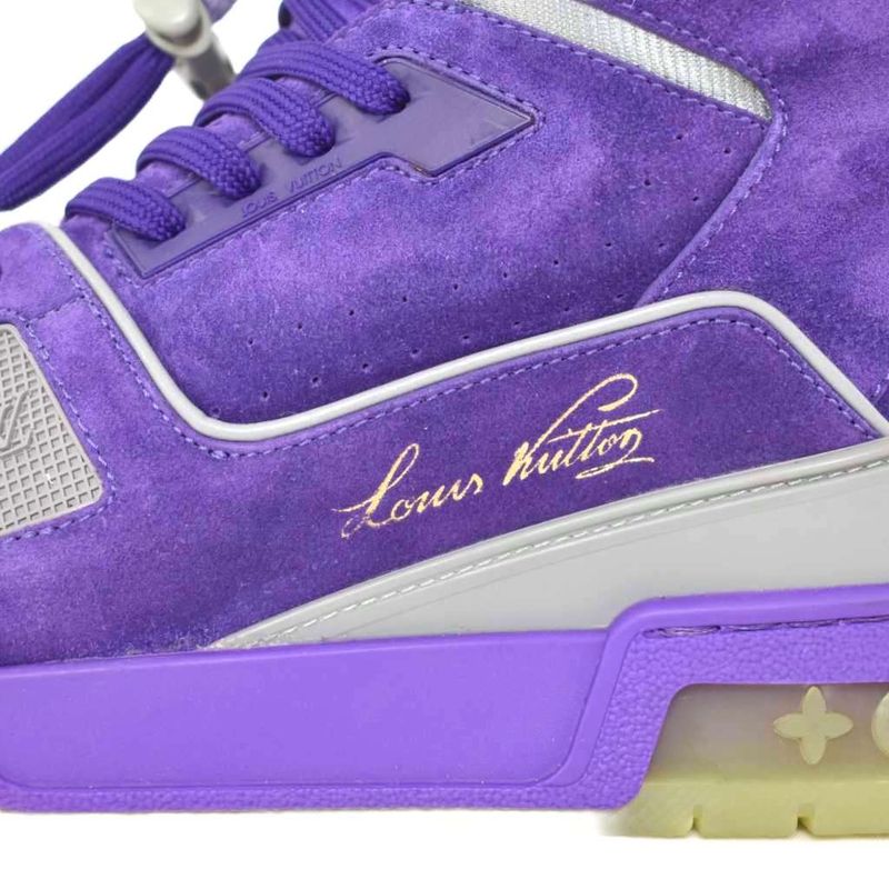 Louis Vuitton LV Trainer Line Suede High Cut Sneakers 9 Purple Vl0169