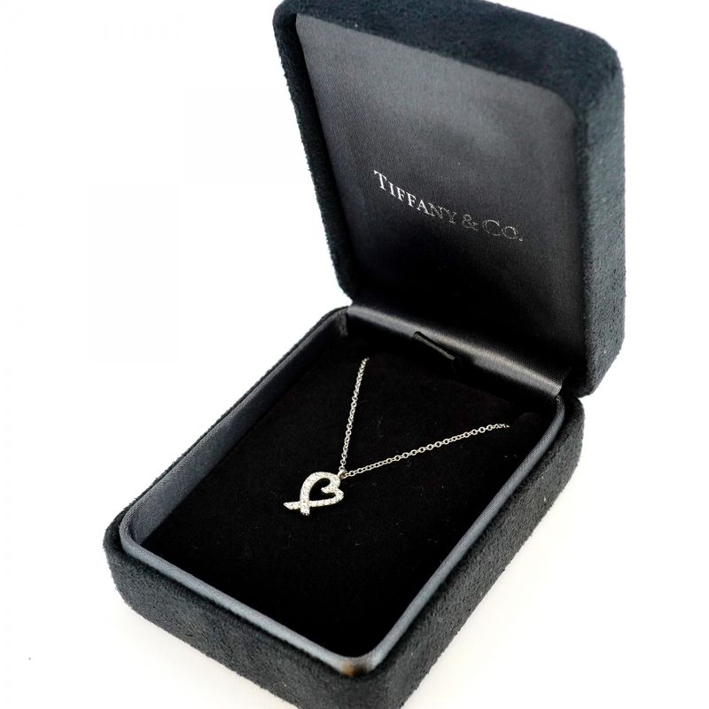 Tiffany & Co Necklace Loving Heart 18K White Gold White Gold Diamond Ladies