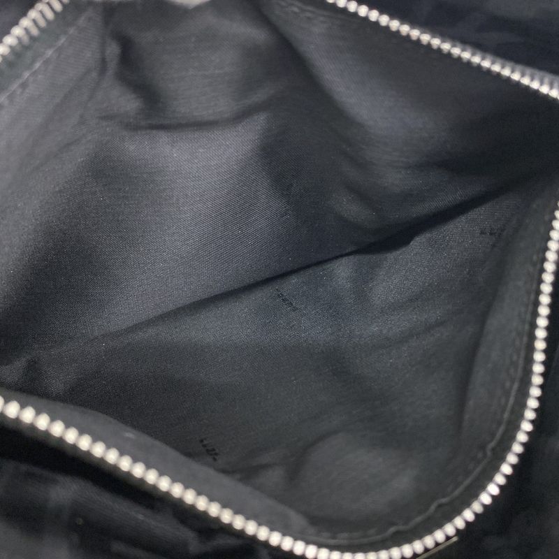 Fendi Shoulder Bag Zucca Nylon Canvas Black Silver Hardware Ladies