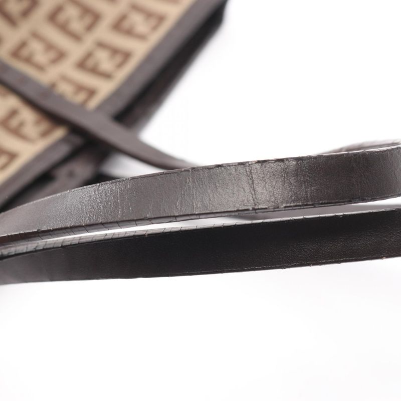 Fendi Tote Bag Zucchino 8bh056 Brown Dark Brown Canvas Leather Zucchino Mini