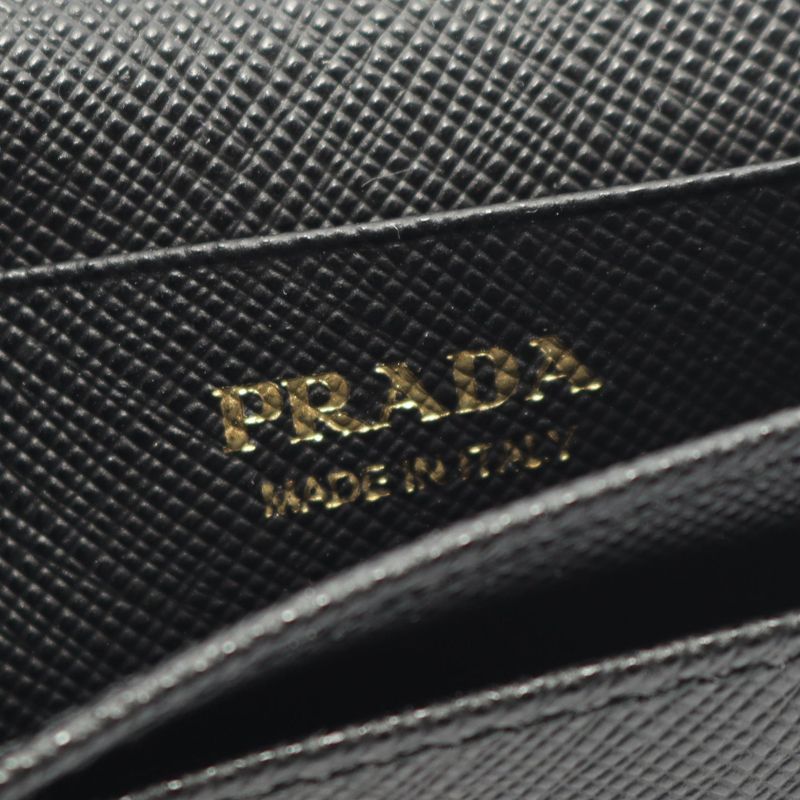 Prada Card Case Saffiano Triang 1mc122qhhf0002 Black Saffiano Leather Card Case