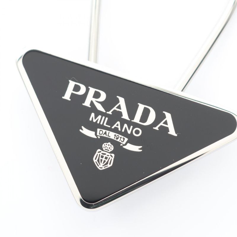 Prada Key Holder Triangle Logo 2ps06366af0002 Black Other Trial Logo Key Chain