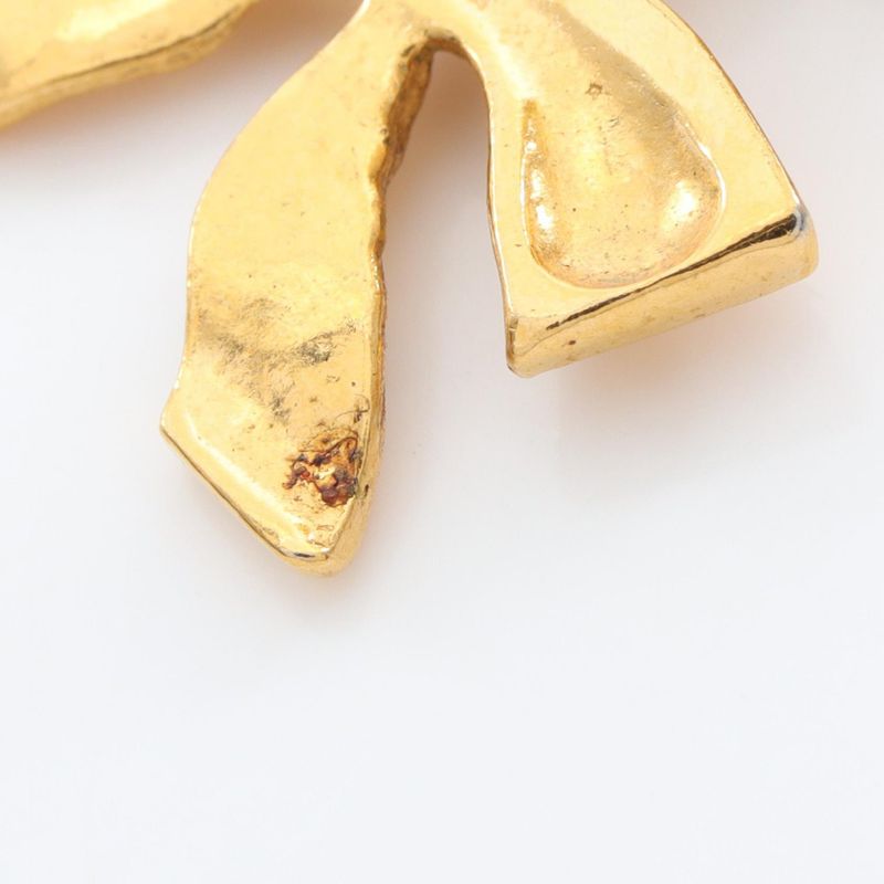 Chanel Earring Matelasse Ribbon GP (gold Plated) Earring Ladies Used A