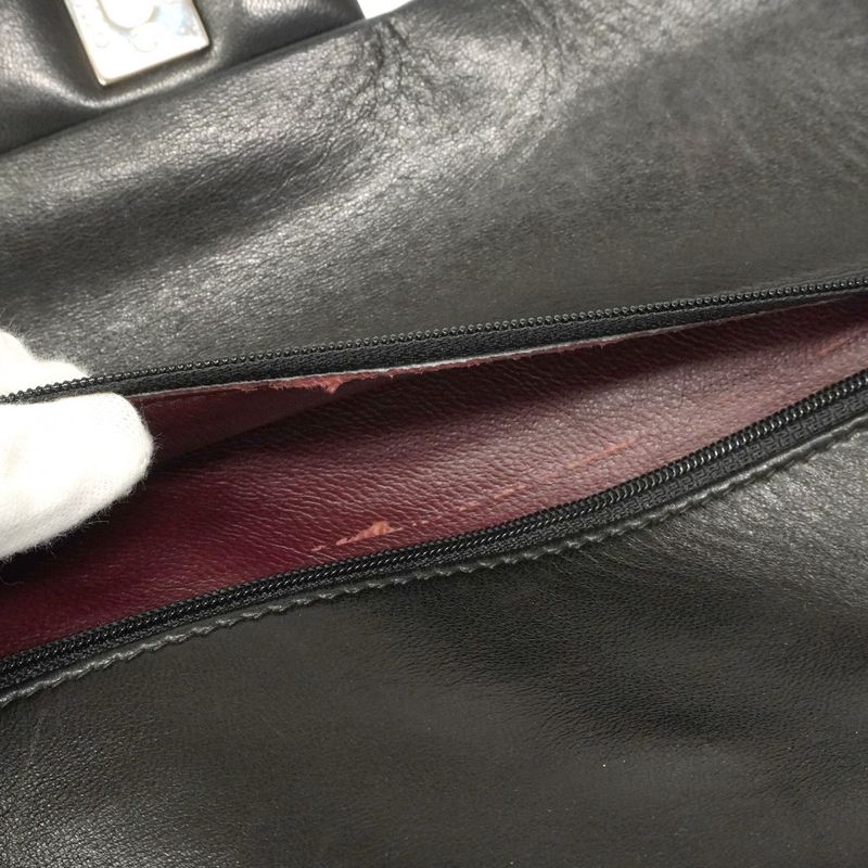 Chanel Shoulder Bag Big Matelasse Lambskin Black Silver Hardware Women's