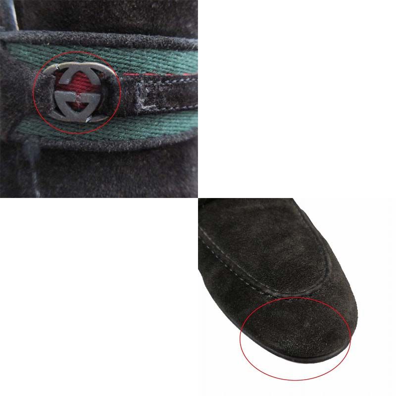 Gucci GG Logo Sherry Line Loafer Suede Leather Stitch Slip-on Moccasin Shoes