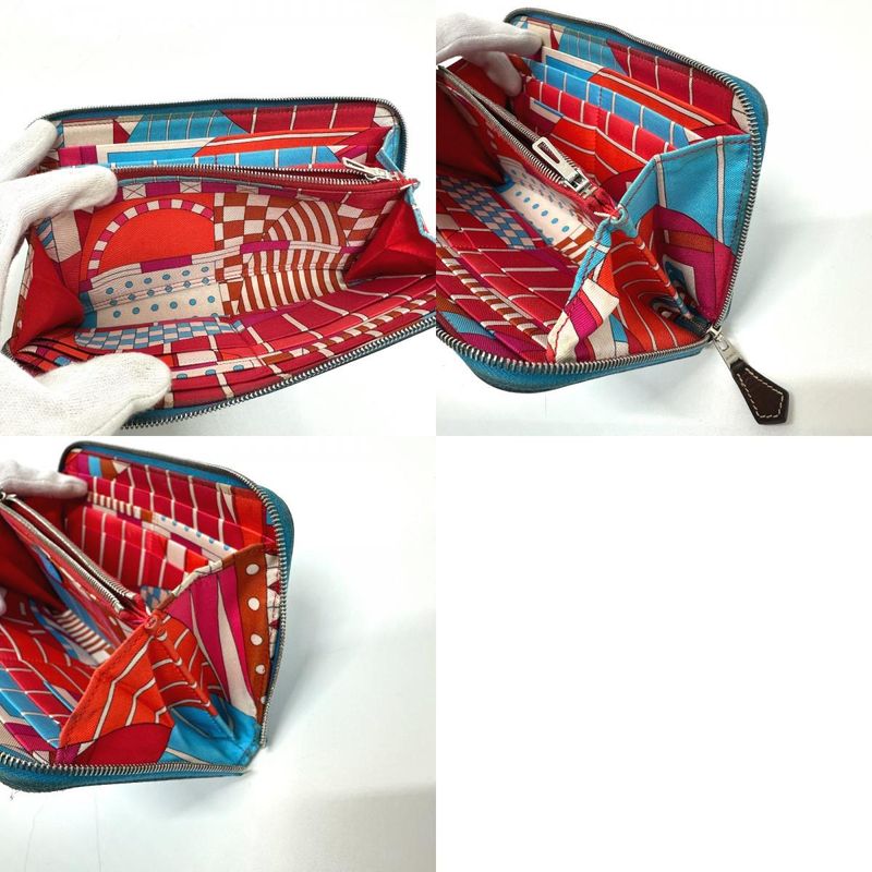 Hermes Long Wallet Azap Long Silk In Epson Blue