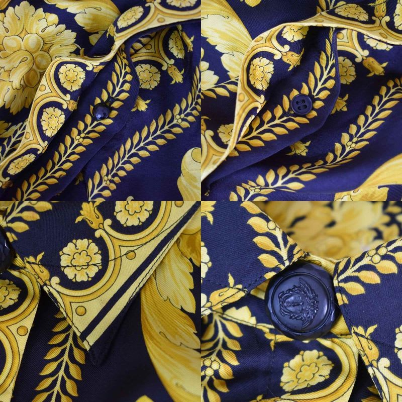 Gianni Versace Shirt Blouse Long Sleeve Barocco Pattern All Over