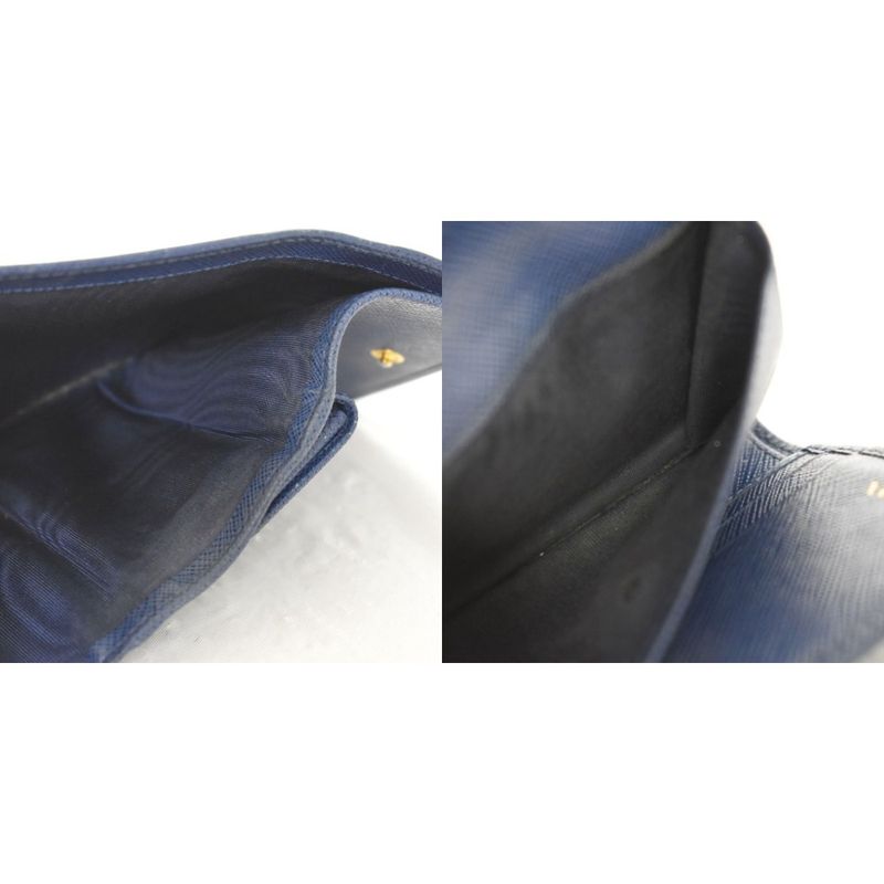 Prada Tri-fold Wallet Saffiano Leather Blue