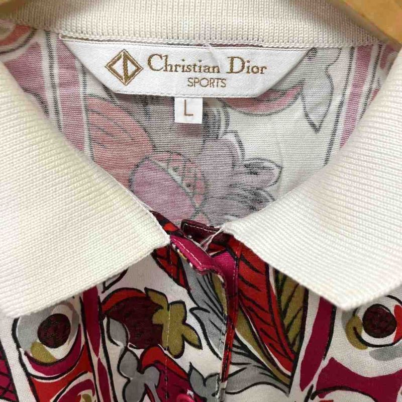 Christian Dior Sports Allover Pattern Polo Shirt Short Sleeve Floral Pattern L