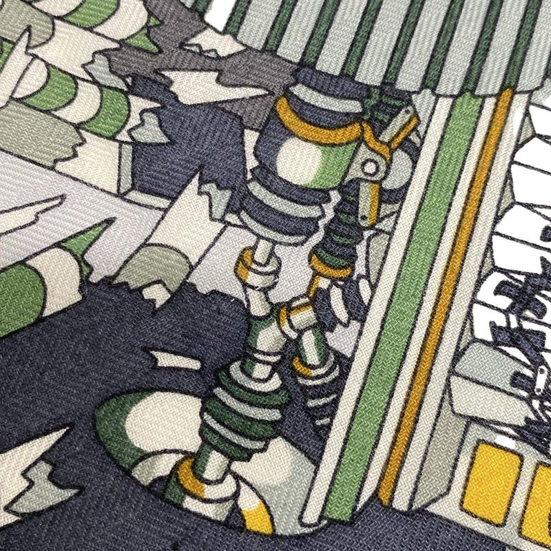 Hermes Scarf Carre H100 Light Gray X Dark Gray X Multi LES AS DU Volant