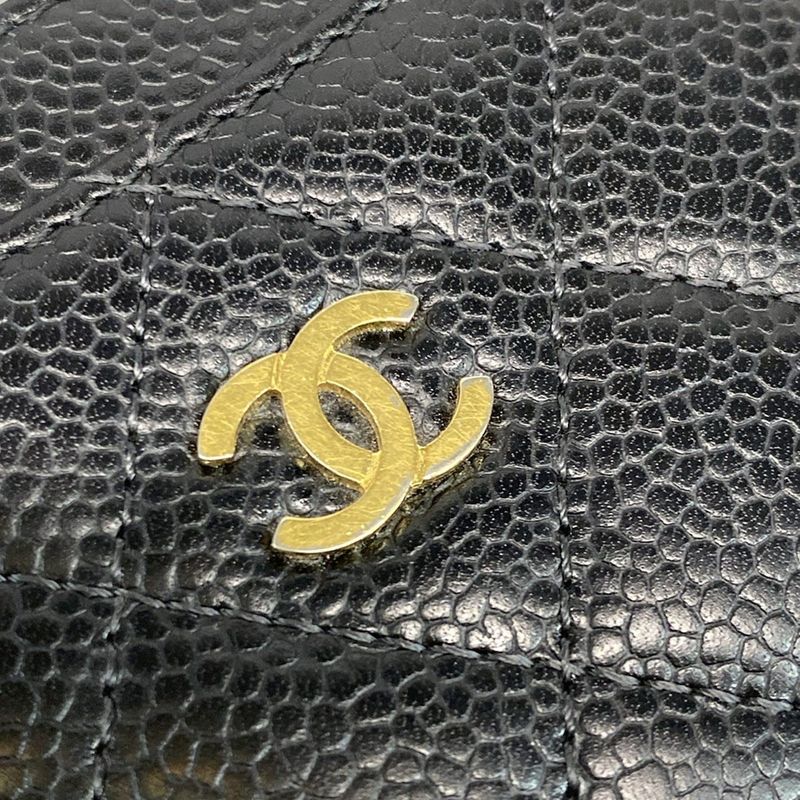 Chanel Card Case Matelasse Ap0213 Black Gold Hardware Coco Mark