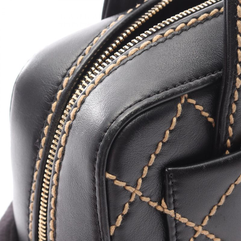 Chanel Handbag Wild Stitch Black Leather Wild Stitch Tote Bag Women's Used A