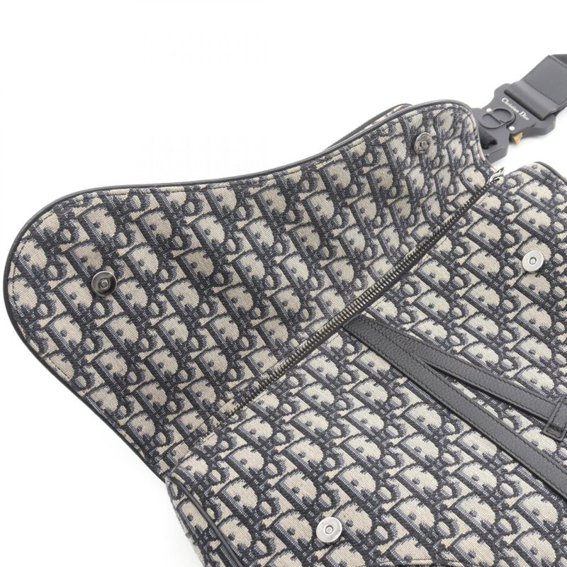 Dior Waist Bag Body Bag Saddle Oblique Jacquard Navy Canvas Leather Oblique